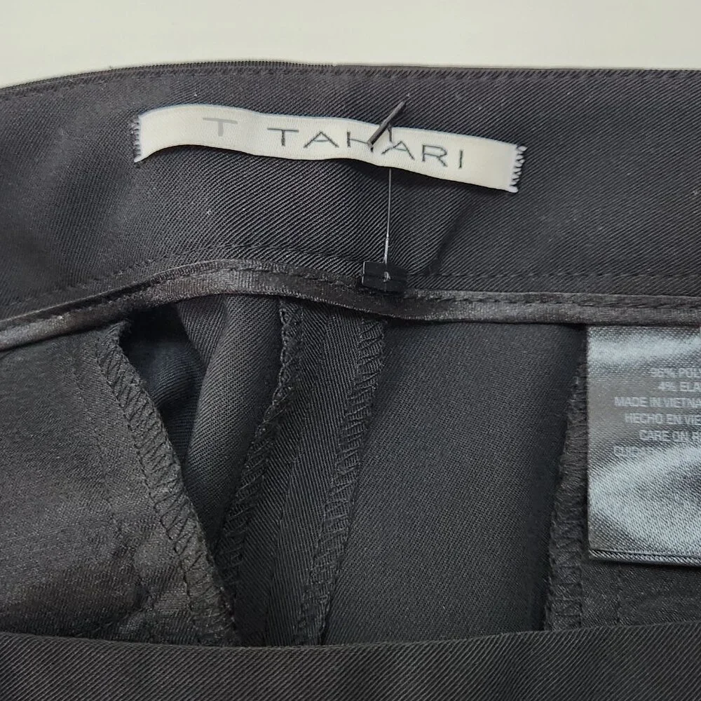 T Tahari Dress Pants Womens 8 Black Trousers Office Preppy Side Slits Office S08 - Picture 3 of 7
